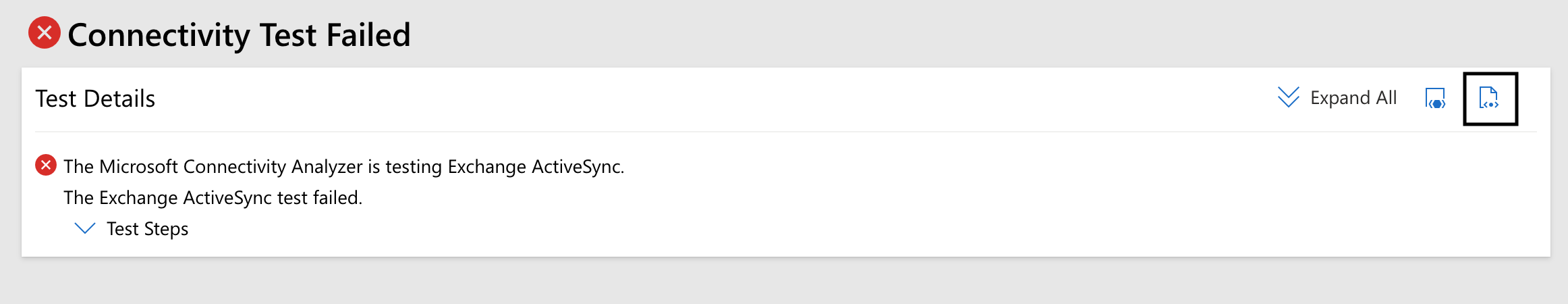 Exchange ActiveSync test failed