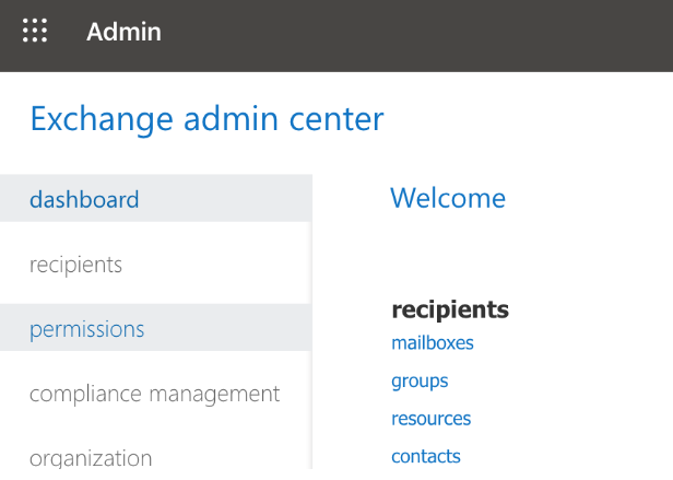 Exchange admin center permissions