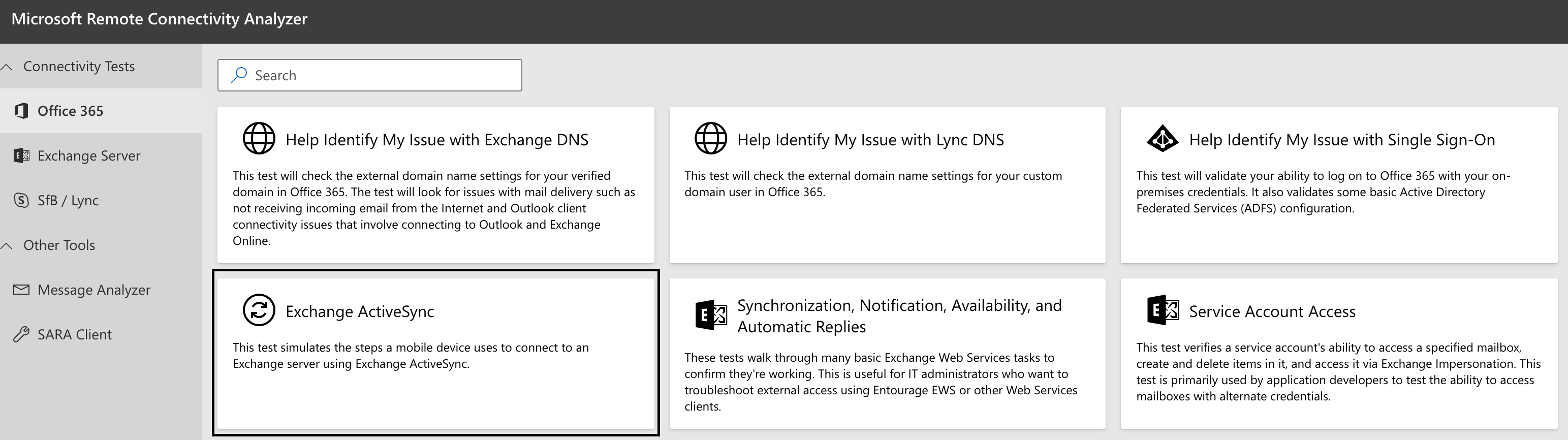 Exchange ActiveSync tile