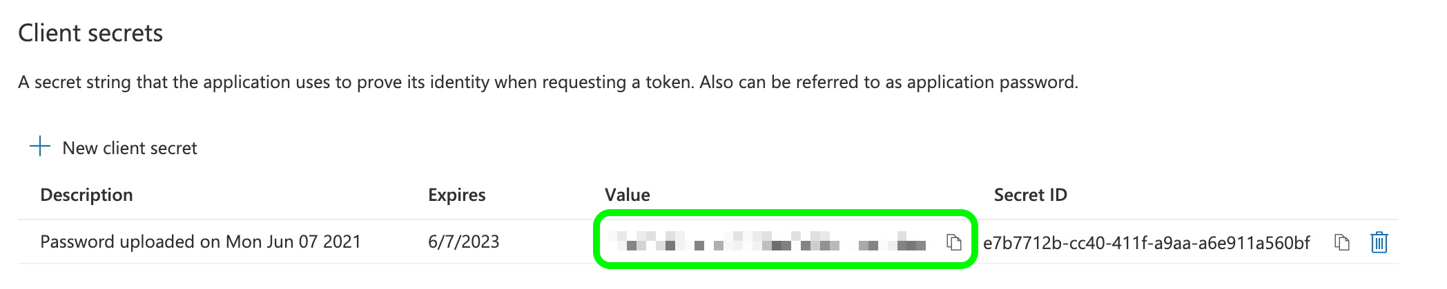 Azure Client secrets