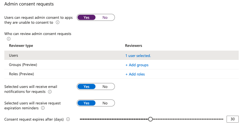 Adding Admin consent for users
