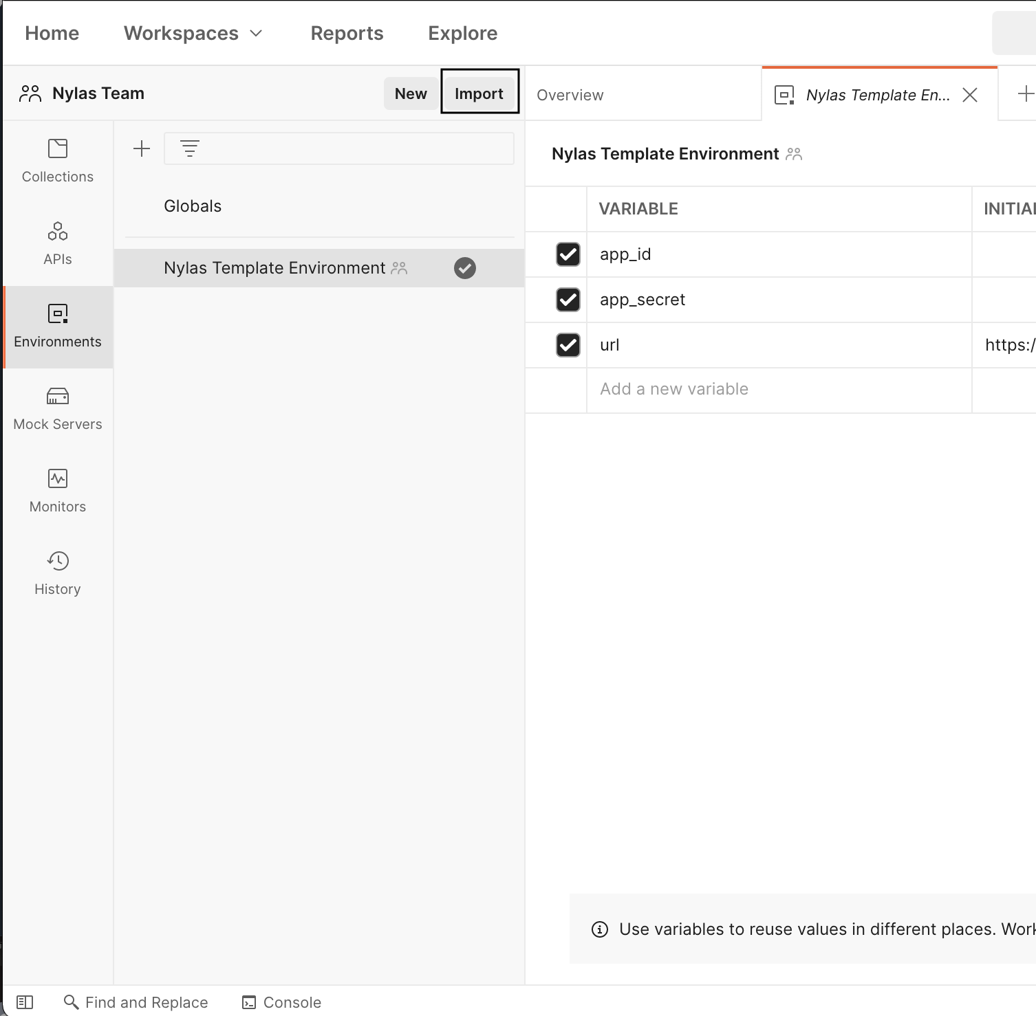 Postman Environment Import