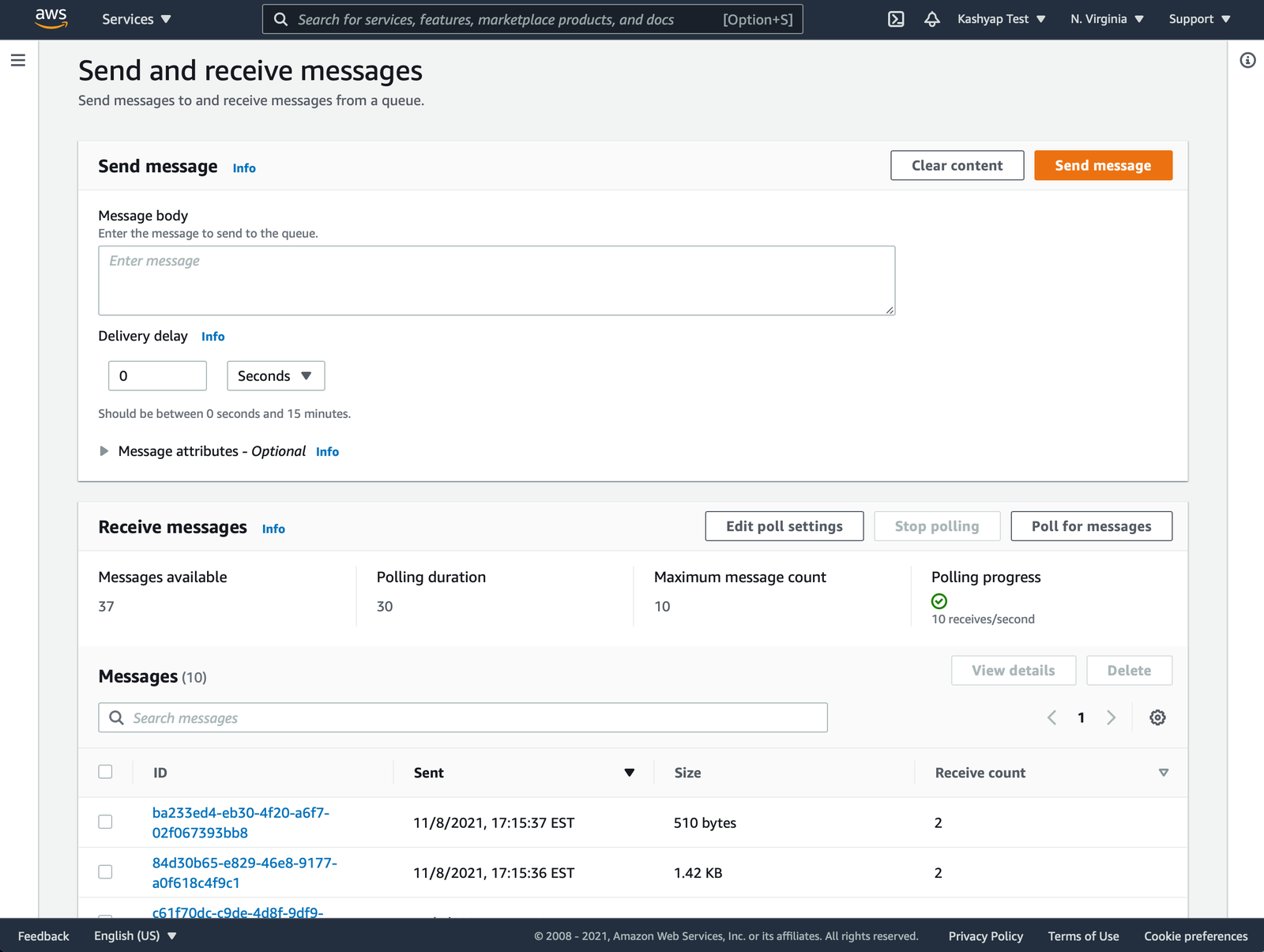 Poll for new messages in SQS